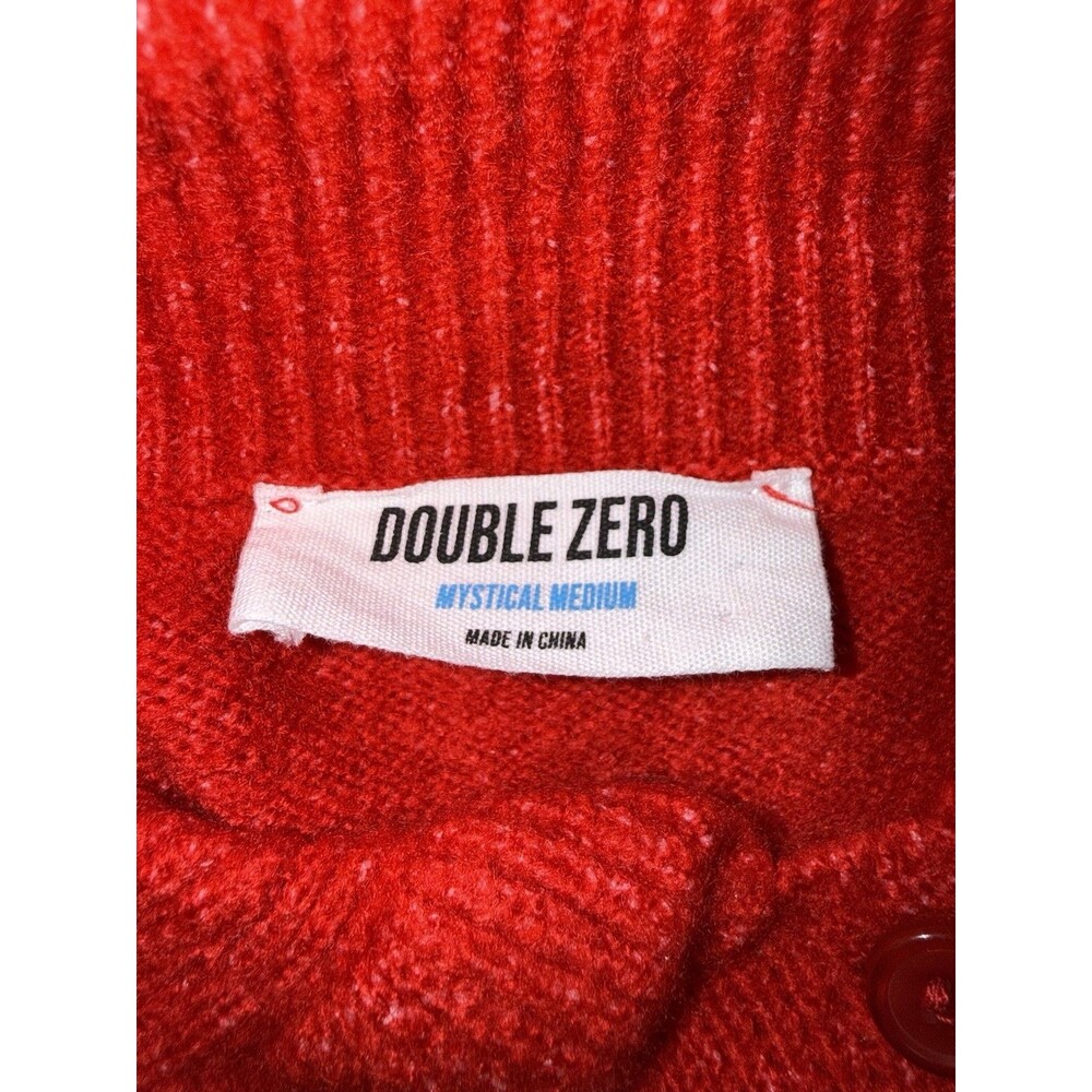 Double Zero Women’s Size Medium Full Button Red Cardigan With Frill Collar - Picture 3 of 6
